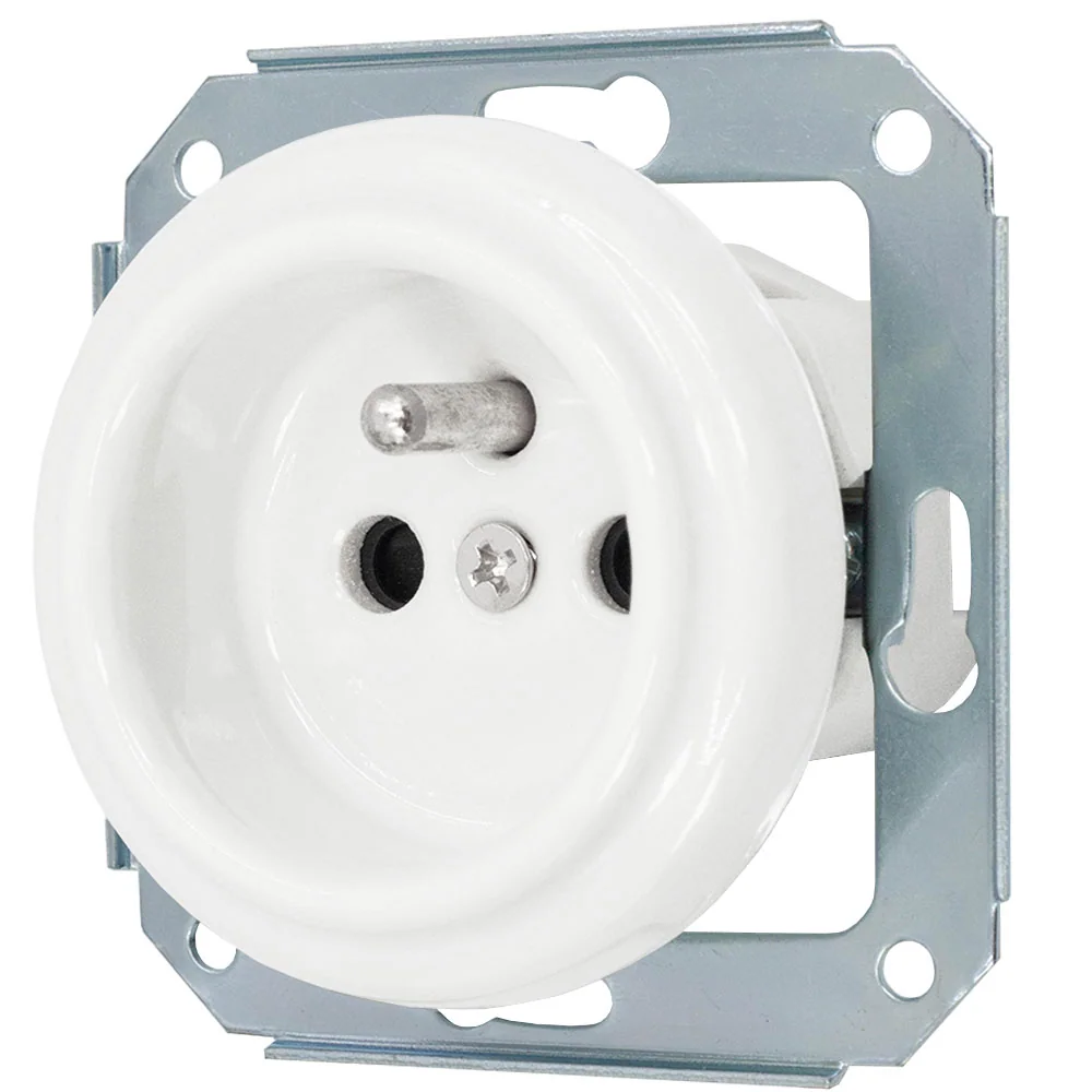 Gniazdo pojedyncze 2P+Z 'Retro ceramic' bez ramki, 16A-250V~, białe TG-RC-51W